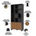 Estante Multiuso Com 02 Portas Ripadas 07 Nichos Novara 192x94cm D03 Freijó Preto Fosco - Lyam Decor