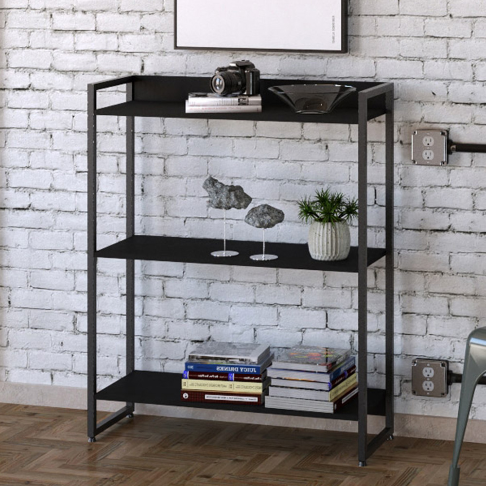 Estante Multiuso Para Escritório Industrial 03 Prateleiras Areta 104x80cm C01 Onix - Lyam Decor