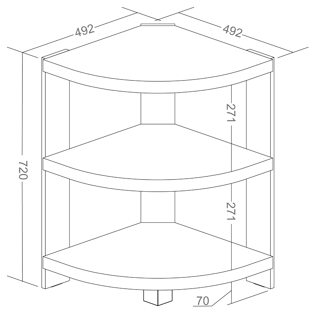 Estante Multiuso com 03 Prateleiras Wind A02 72x49 Olmo - Lyam Decor