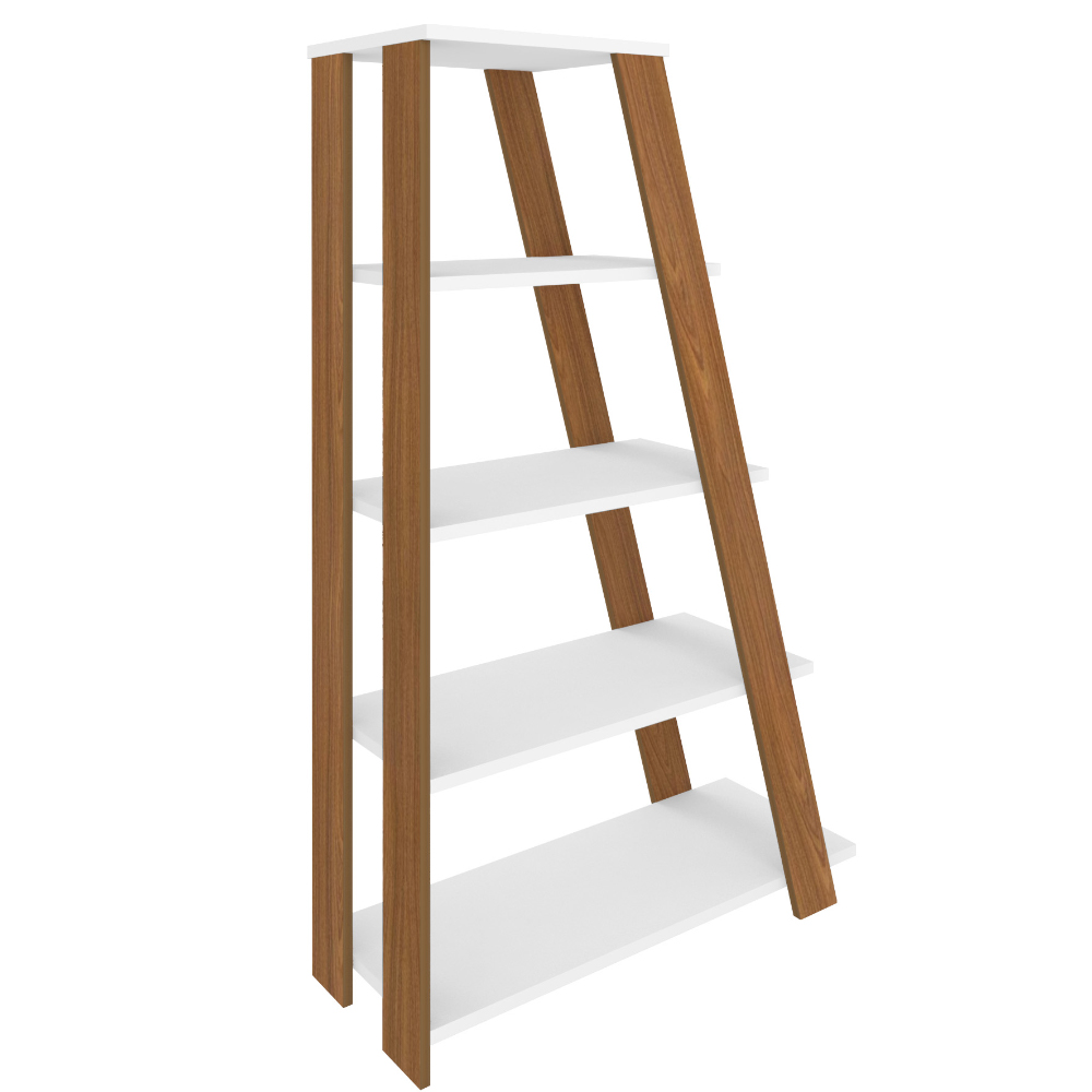 Estante Multiuso com 05 Prateleiras Star A02 134x82 Freijó Branco - Lyam Decor