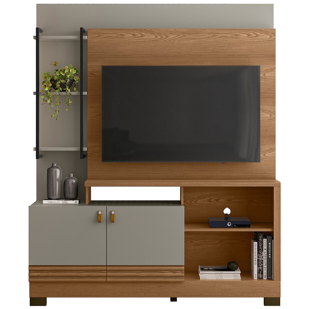 Estante Painel Para TV 50 Pol 160cm River L05 Amêndoa Titânio - Lyam Decor