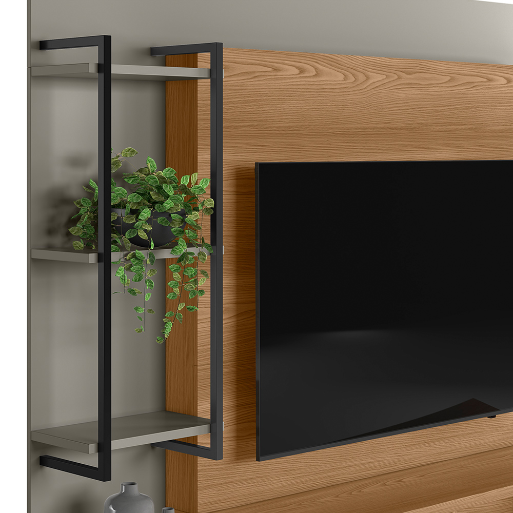 Estante Painel Para TV 50 Pol 160cm River L05 Amêndoa Titânio - Lyam Decor