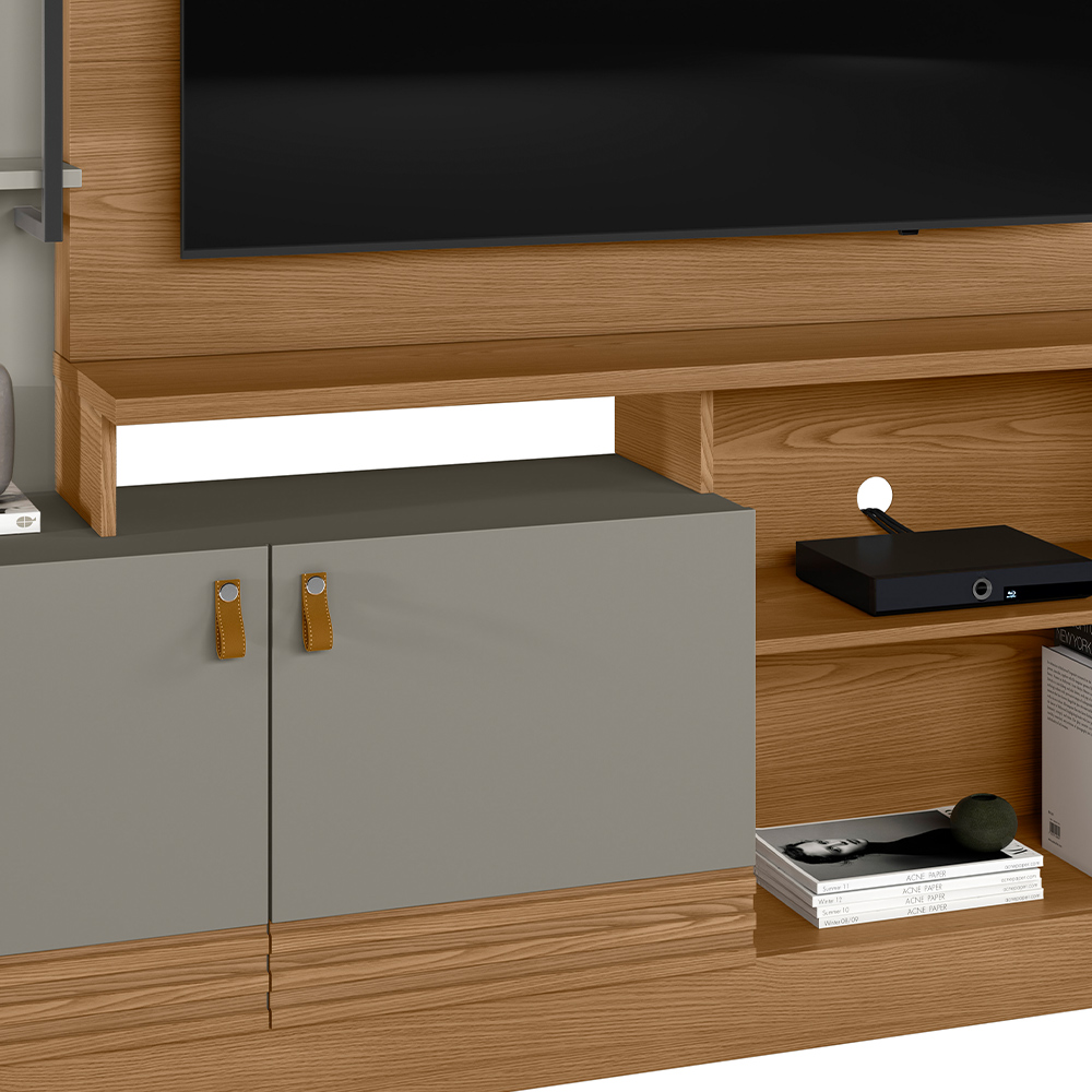 Estante Painel Para TV 50 Pol 160cm River L05 Amêndoa Titânio - Lyam Decor