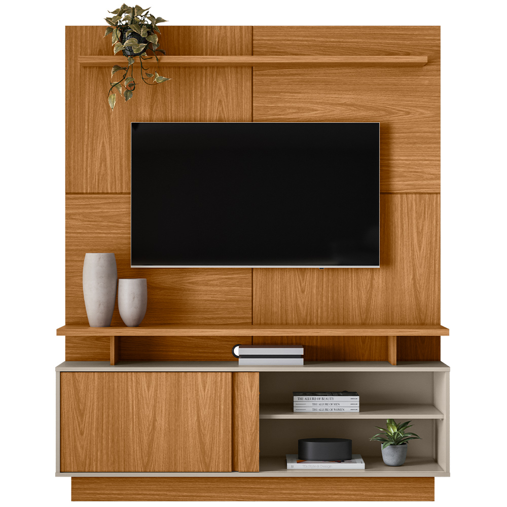 Estante Painel Para TV 60 Pol 150cm Boaz L05 Nature Off White - Lyam Decor
