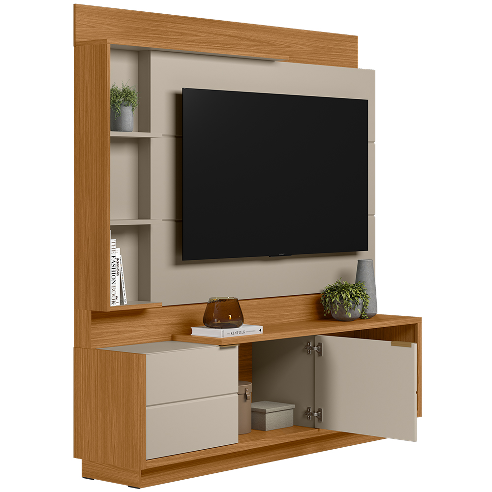 Estante Painel Para TV 60 Pol 180cm Paradise L05 Nature Off White - Lyam Decor