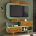 Estante Painel Ripado Para TV 55 Pol Orgânico Floripa B02 Naturalle Pistache - Lyam Decor