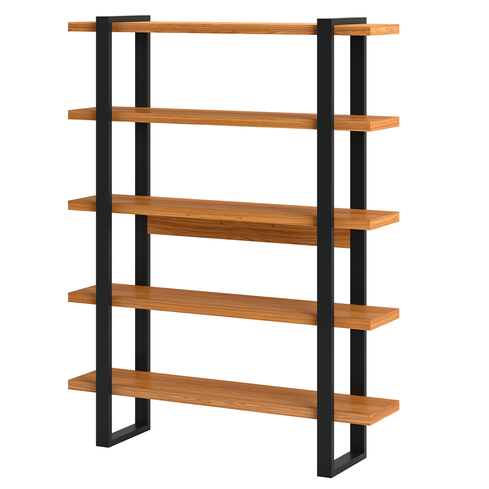 Estante Para Escritório 5 Prateleiras Prime Industrial 175x135cm D03 Freijó Preto Fosco - Lyam Decor
