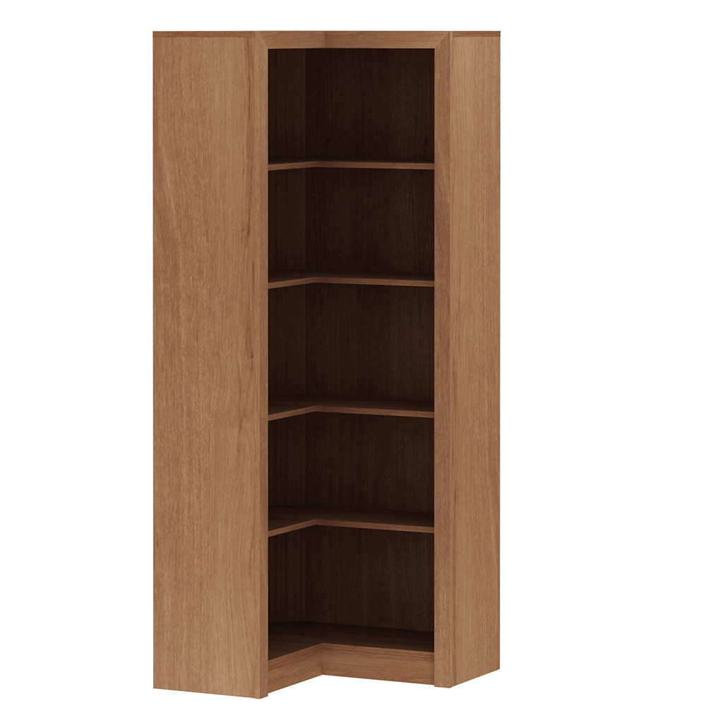 Estante de Canto Para Escritório E Home Office 4 Prateleiras Brandon 171x68 T01 Amêndoa - Lyam Decor