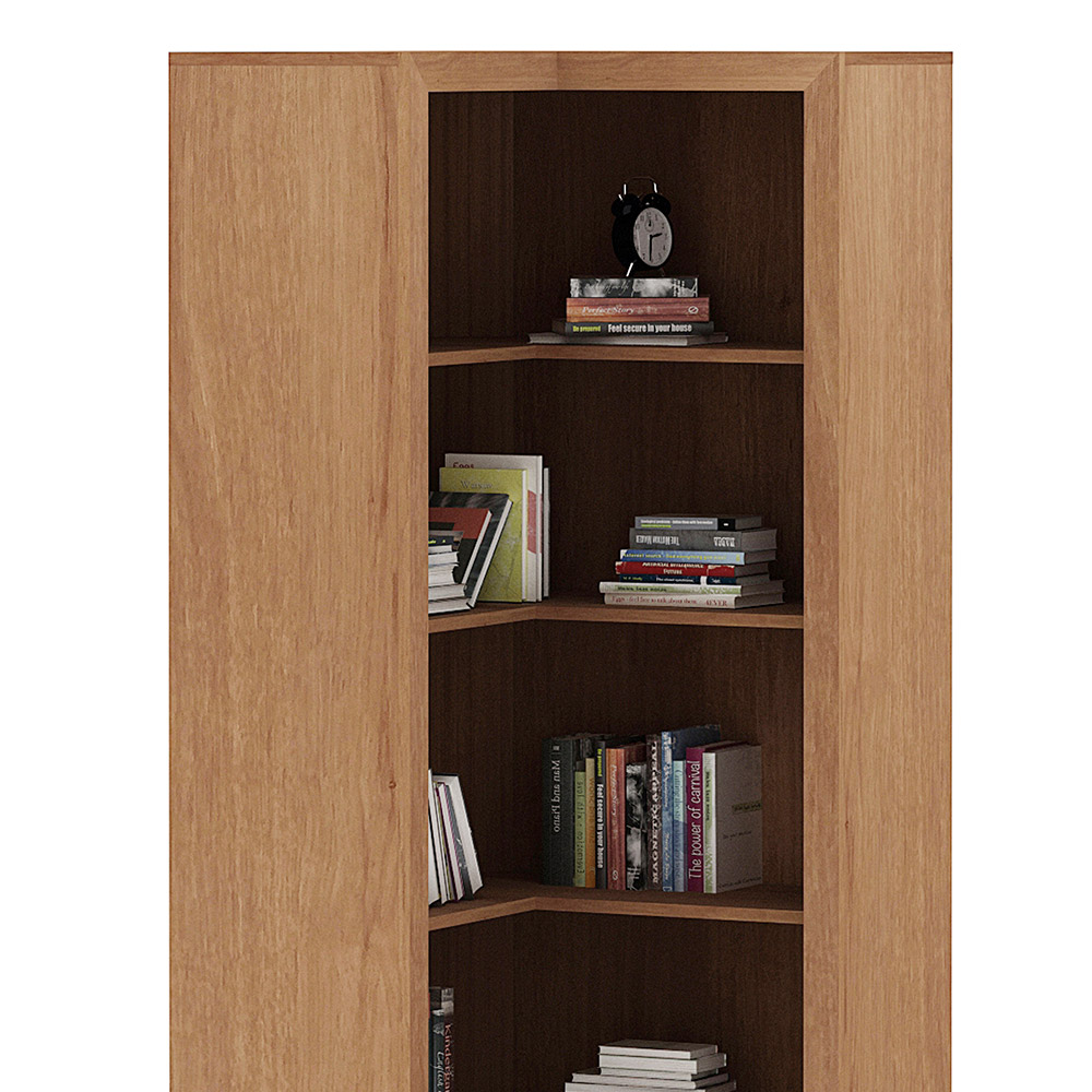 Estante de Canto Para Escritório E Home Office 4 Prateleiras Brandon 171x68 T01 Amêndoa - Lyam Decor