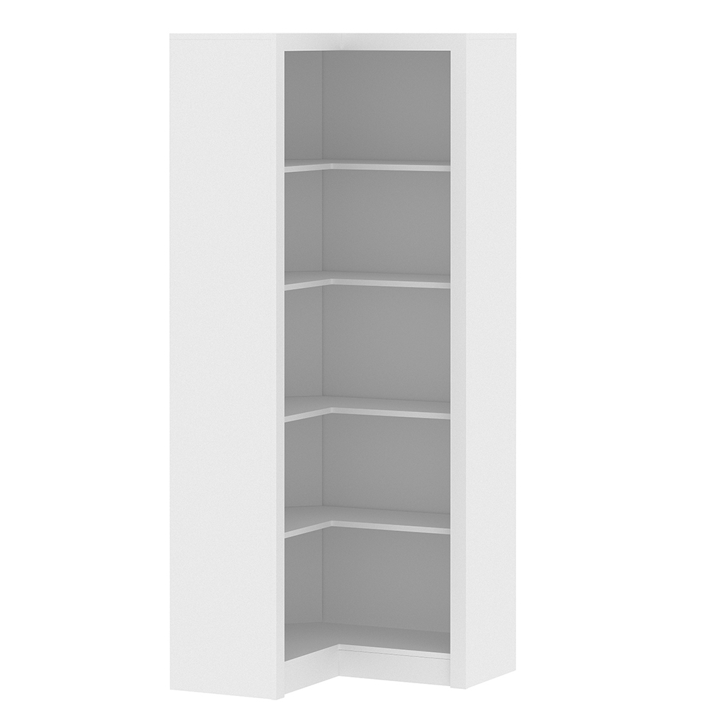 Estante de Canto Para Escritório E Home Office 4 Prateleiras Brandon 171x68 T01 Branco - Lyam Decor