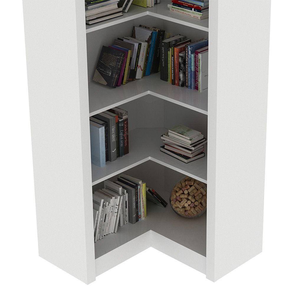 Estante de Canto Para Escritório E Home Office 4 Prateleiras Brandon 171x68 T01 Branco - Lyam Decor
