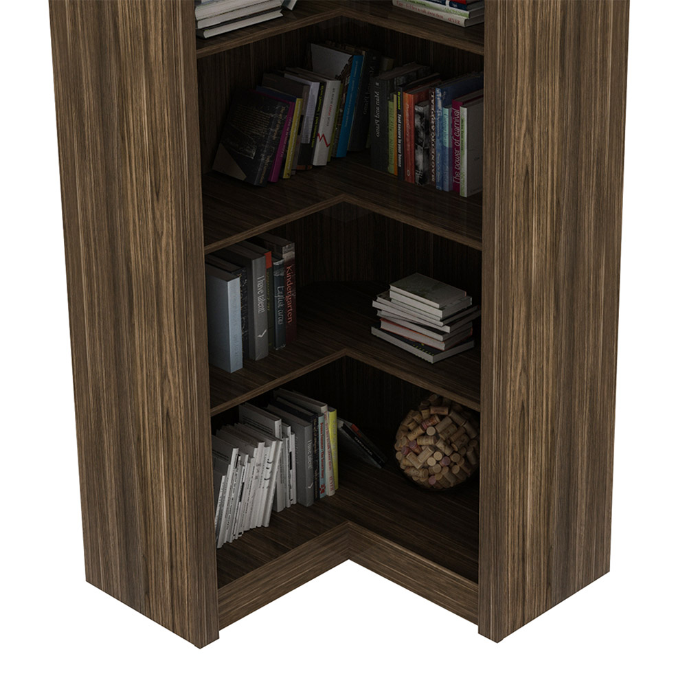 Estante de Canto Para Escritório E Home Office 4 Prateleiras Brandon 171x68cm T01 Nogal - Lyam Decor