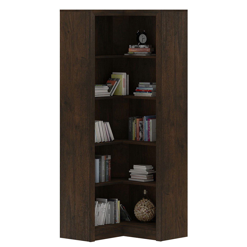 Estante de Canto Para Escritório Home Office 4 Prateleiras Brandon 171x68cm T01 Rústico - Lyam Decor