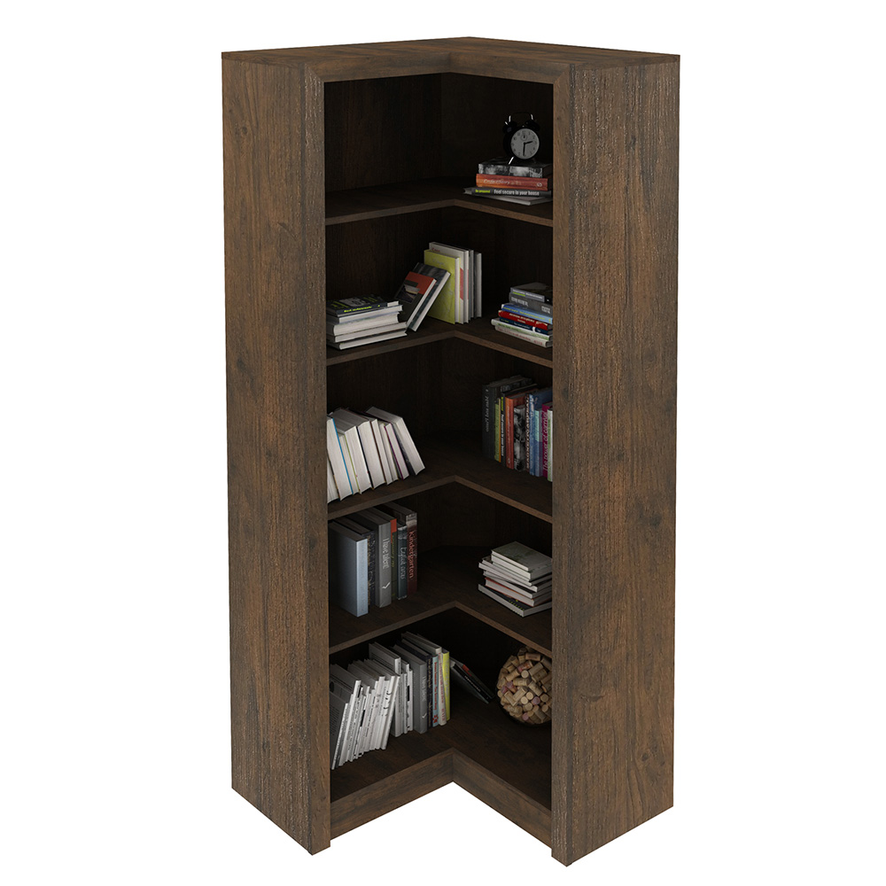 Estante de Canto Para Escritório Home Office 4 Prateleiras Brandon 171x68cm T01 Rústico - Lyam Decor