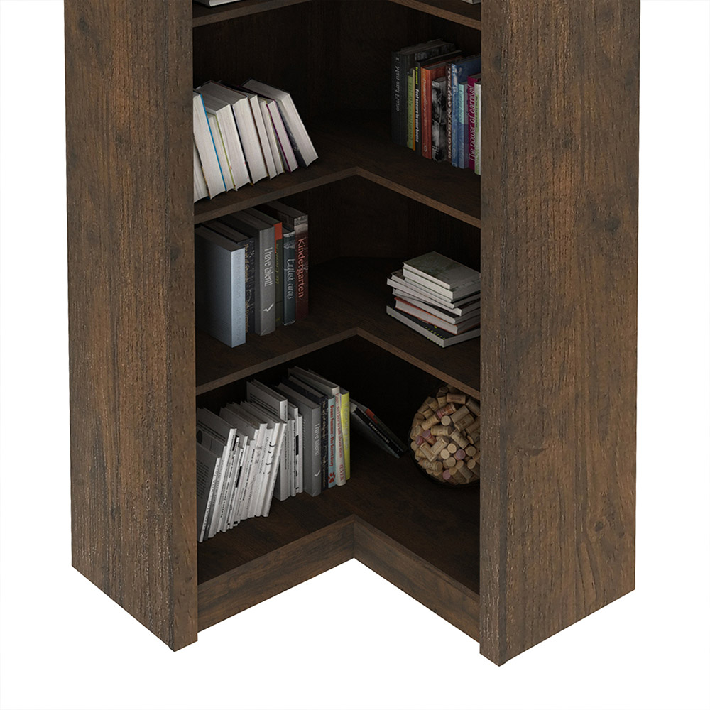 Estante de Canto Para Escritório Home Office 4 Prateleiras Brandon 171x68cm T01 Rústico - Lyam Decor
