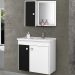 Gabinete Para Banheiro com Cuba e Espelho Munique B02 Branco Preto - Lyam Decor