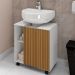 Gabinete de Coluna Para Banheiro 01 Porta com Rodízios Pequin B02 Branco Ripado - Lyam Decor