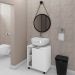 Gabinete de Coluna Para Banheiro Pequin Branco B02 com Espelho Adnet 54 cm Preto - Lyam Decor