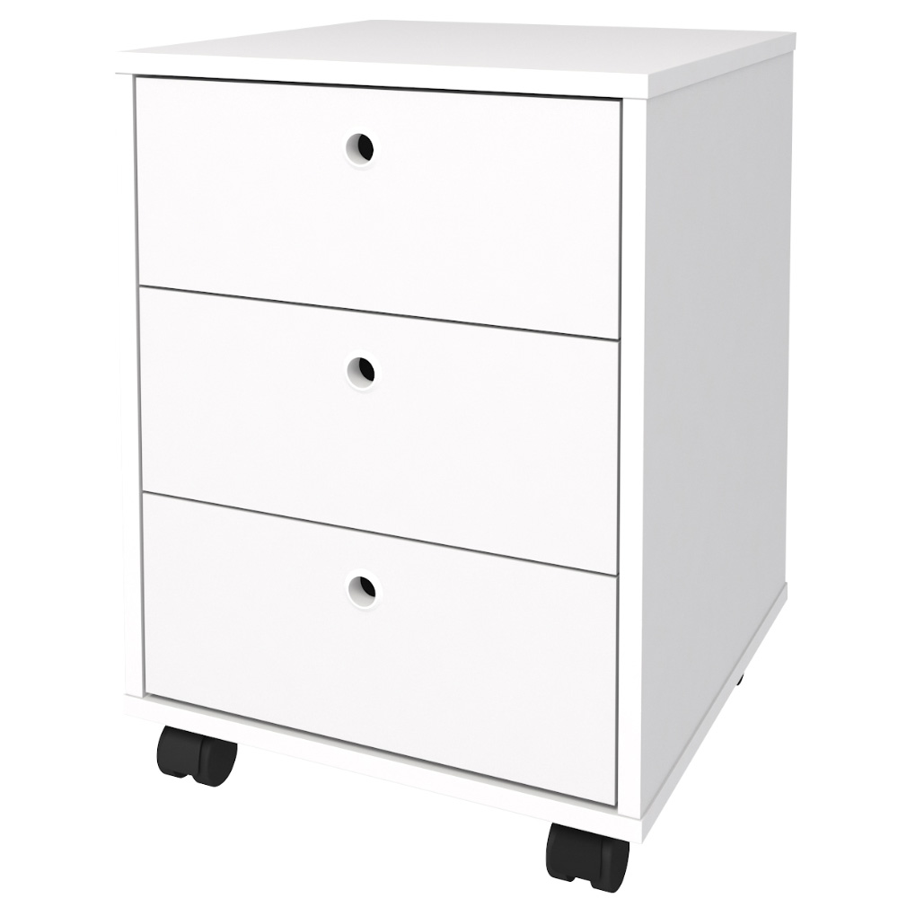 Gaveteiro Para Escritório Office com Rodízios 03 Gavetas New A02 Branco - Lyam Decor