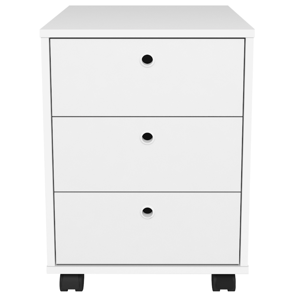 Gaveteiro Para Escritório Office com Rodízios 03 Gavetas New A02 Branco - Lyam Decor