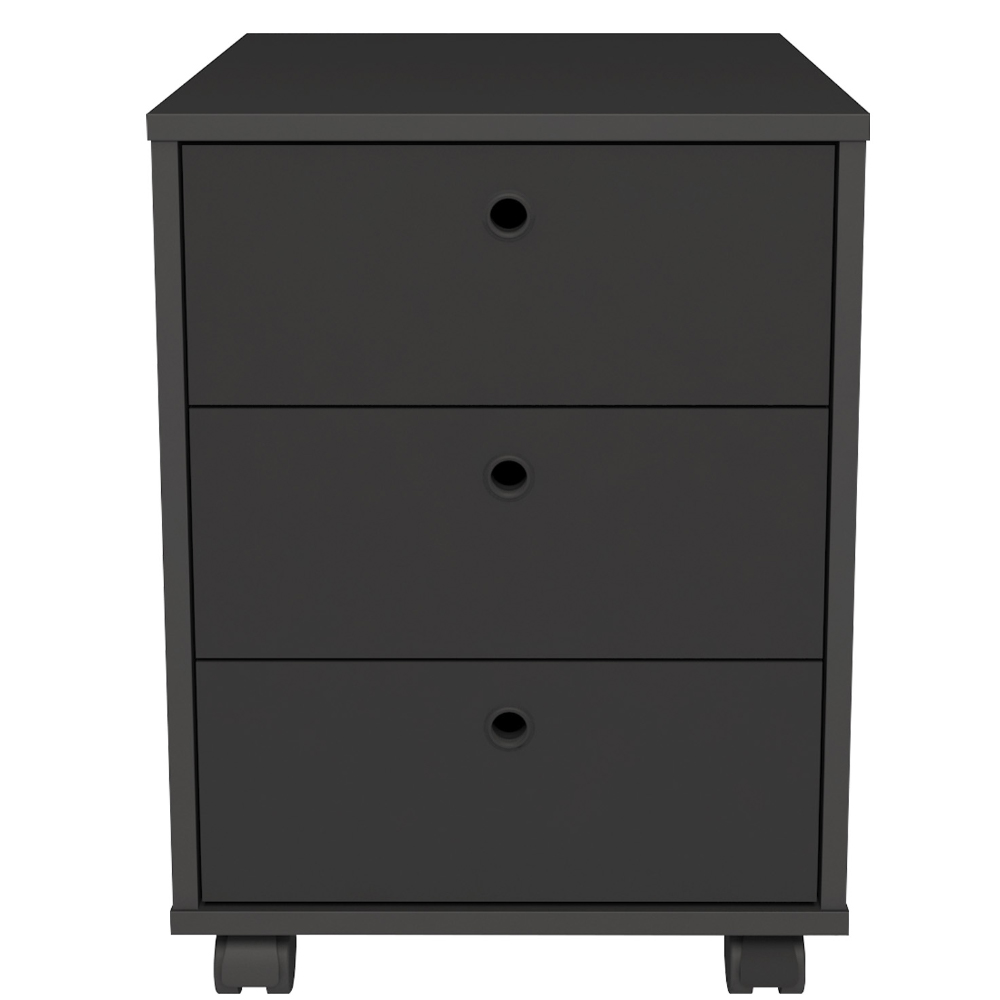 Gaveteiro Para Escritório Office com Rodízios 03 Gavetas New A02 Preto - Lyam Decor