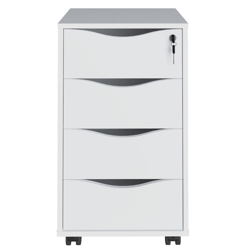 Gaveteiro Para Escritório Office com Rodízios 04 Gavetas Bit A02 Branco - Lyam Decor