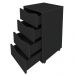 Gaveteiro Para Escritório Office com Rodízios 04 Gavetas Bit A02 Preto - Lyam Decor