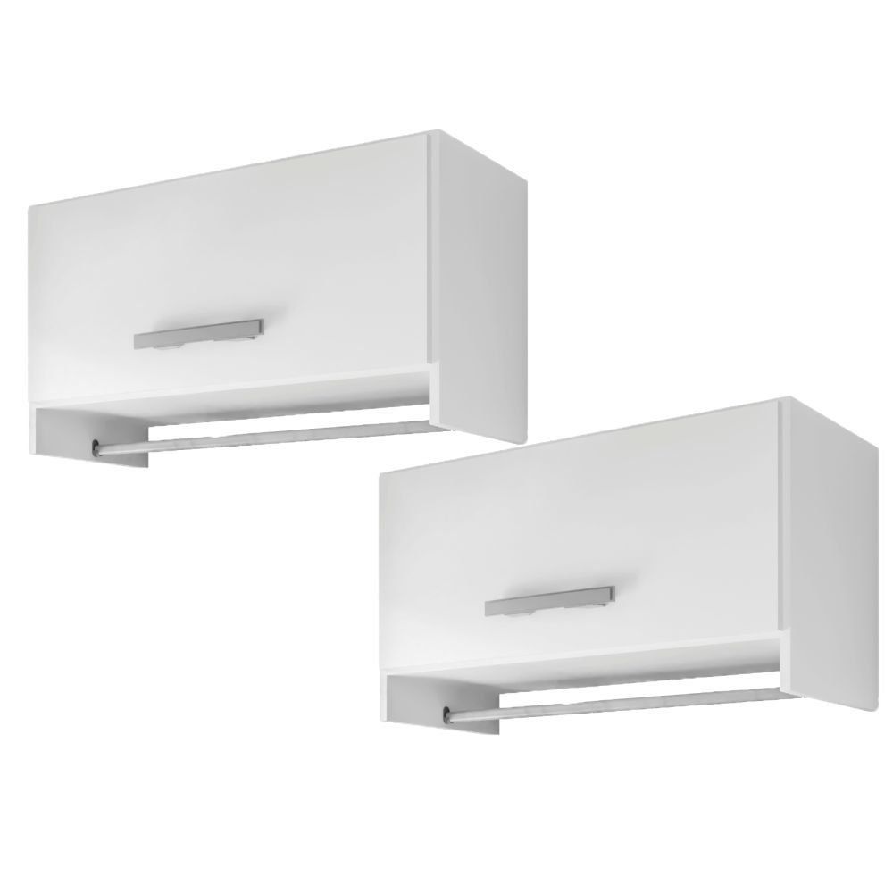 Kit 02 Armários Multiuso Aéreo Cabideiro Grécia L03 Branco - Lyam Decor