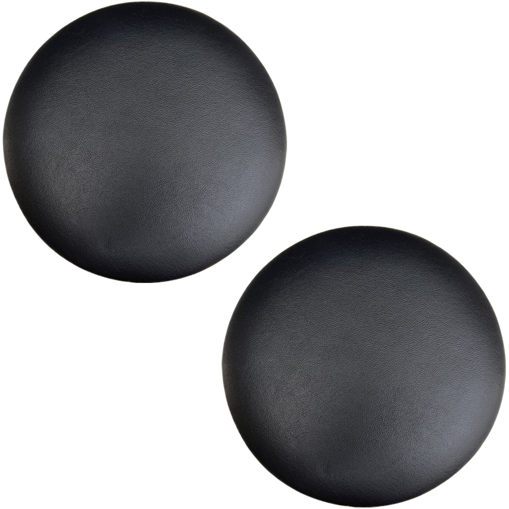 Kit 02 Assentos Redondo Banqueta Cadeira Estofados Poltronas H02 Corino Preto 30 cm - Lyam Decor
