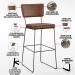 Kit 02 Banqueta Alta Cozinha Sala De Jantar Fixa Allana L02 Couríssimo Marrom - Lyam Decor