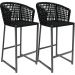 Kit 02 Banqueta Para Área Gourmet Cozinha Varanda Corda Náutica Porto D04 Preto - Lyam Decor