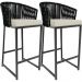 Kit 02 Banqueta Para Área Gourmet Cozinha Varanda Corda Náutica Sunset D04 Preto - Lyam Decor