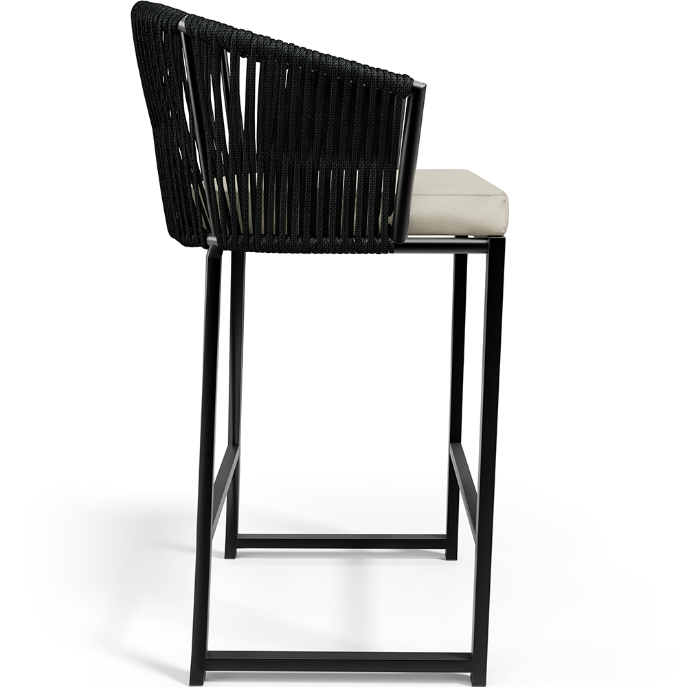 Kit 02 Banqueta Para Área Gourmet Cozinha Varanda Corda Náutica Sunset D04 Preto - Lyam Decor