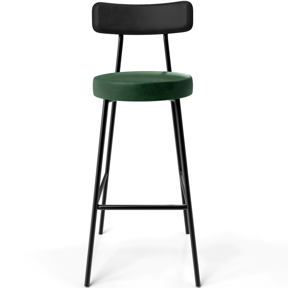 Kit 02 BanquetaS Alta Bar Cozinha Sala Jantar Milão L02 Couríssimo Preto Facto Verde - Lyam Decor