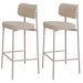 Kit 02 Banquetas Alta Bar Cozinha Sala De Jantar Aço Branco Kaira C01 Linho Areia - Lyam Decor