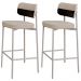 Kit 02 Banquetas Alta Bar Cozinha Sala De Jantar Aço Branco Kaira C01 Linho Areia Courino Preto - Lyam Decor