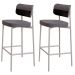 Kit 02 Banquetas Alta Bar Cozinha Sala De Jantar Aço Branco Kaira C01 Linho Cinza Courino Preto - Lyam Decor