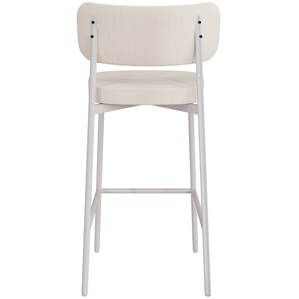 Kit 02 Banquetas Alta Bar Cozinha Sala De Jantar Aço Branco Kaira C01 Linho Palha Courino Preto - Lyam Decor