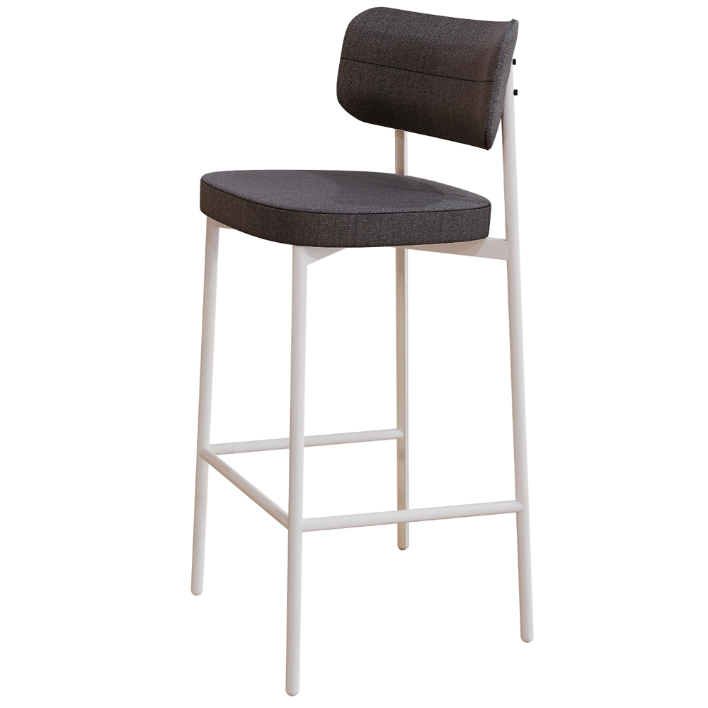 Kit 02 Banquetas Alta Bar Cozinha Sala De Jantar Aço Branco Kaira C01 Linho Preto - Lyam Decor
