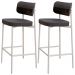 Kit 02 Banquetas Alta Bar Cozinha Sala De Jantar Aço Branco Kaira C01 Linho Preto Courino Preto - Lyam Decor