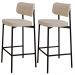 Kit 02 Banquetas Alta Bar Cozinha Sala De Jantar Aço Preto Kaira C01 Linho Areia - Lyam Decor