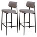 Kit 02 Banquetas Alta Bar Cozinha Sala De Jantar Aço Preto Kaira C01 Linho Cinza - Lyam Decor