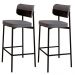 Kit 02 Banquetas Alta Bar Cozinha Sala De Jantar Aço Preto Kaira C01 Linho Cinza Courino Preto - Lyam Decor
