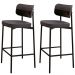 Kit 02 Banquetas Alta Bar Cozinha Sala De Jantar Aço Preto Kaira C01 Linho Preto Courino Preto - Lyam Decor