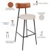 Kit 02 Banquetas Alta Bar Cozinha Sala De Jantar Milão L02 Couríssimo Camel Linho Cru - Lyam Decor