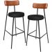 Kit 02 Banquetas Alta Bar Cozinha Sala De Jantar Milão L02 Couríssimo Camel Preto - Lyam Decor