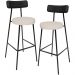 Kit 02 Banquetas Alta Bar Cozinha Sala De Jantar Milão L02 Couríssimo Preto Linho Cru - Lyam Decor