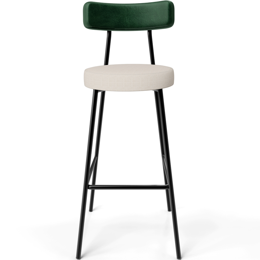 Kit 02 Banquetas Alta Bar Cozinha Sala De Jantar Milão L02 Facto Verde Musgo Linho Cru - Lyam Decor