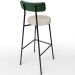 Kit 02 Banquetas Alta Bar Cozinha Sala De Jantar Milão L02 Facto Verde Musgo Linho Cru - Lyam Decor