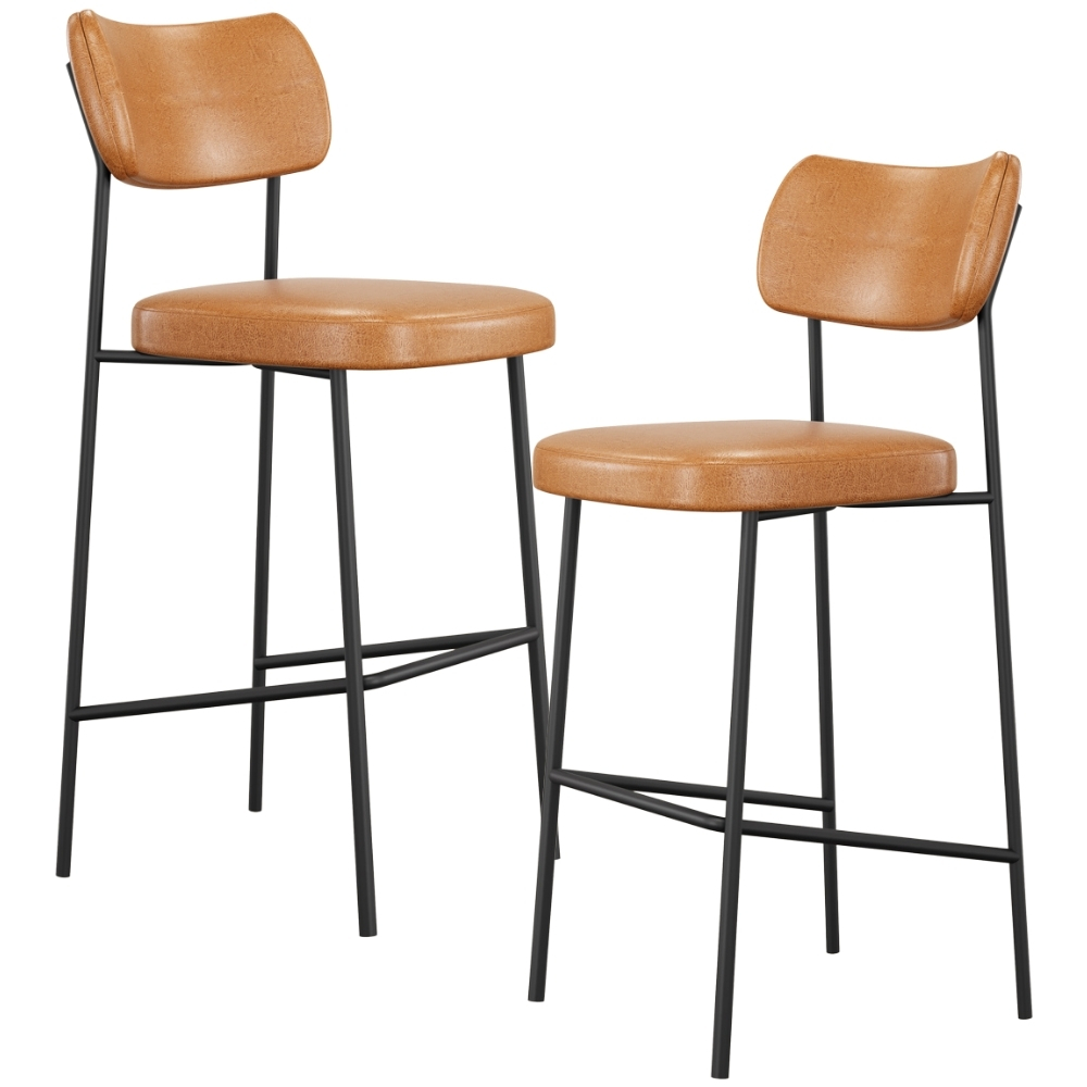 Kit 02 Banquetas Alta Bar Cozinha Sala De Jantar Preto Elira L02 Couríssimo Whisky - Lyam Decor